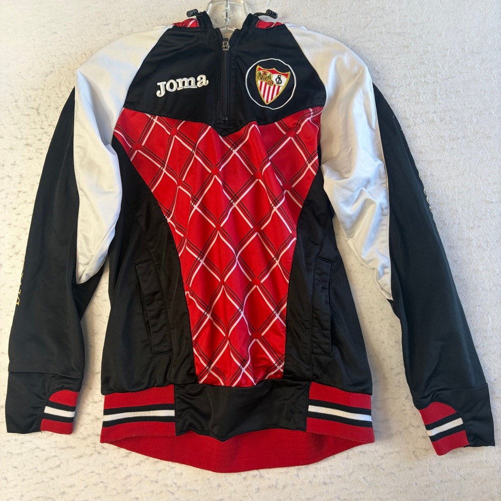 Joma Sevilla FC Quarter Zip Hoodie Small Red Black White Soccer Track Jacket